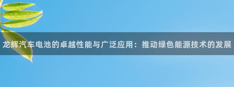 优发国际官方网手机版下载苹果：龙辉汽车电池的卓越性能与广泛应用：推动绿色能源技术的发展